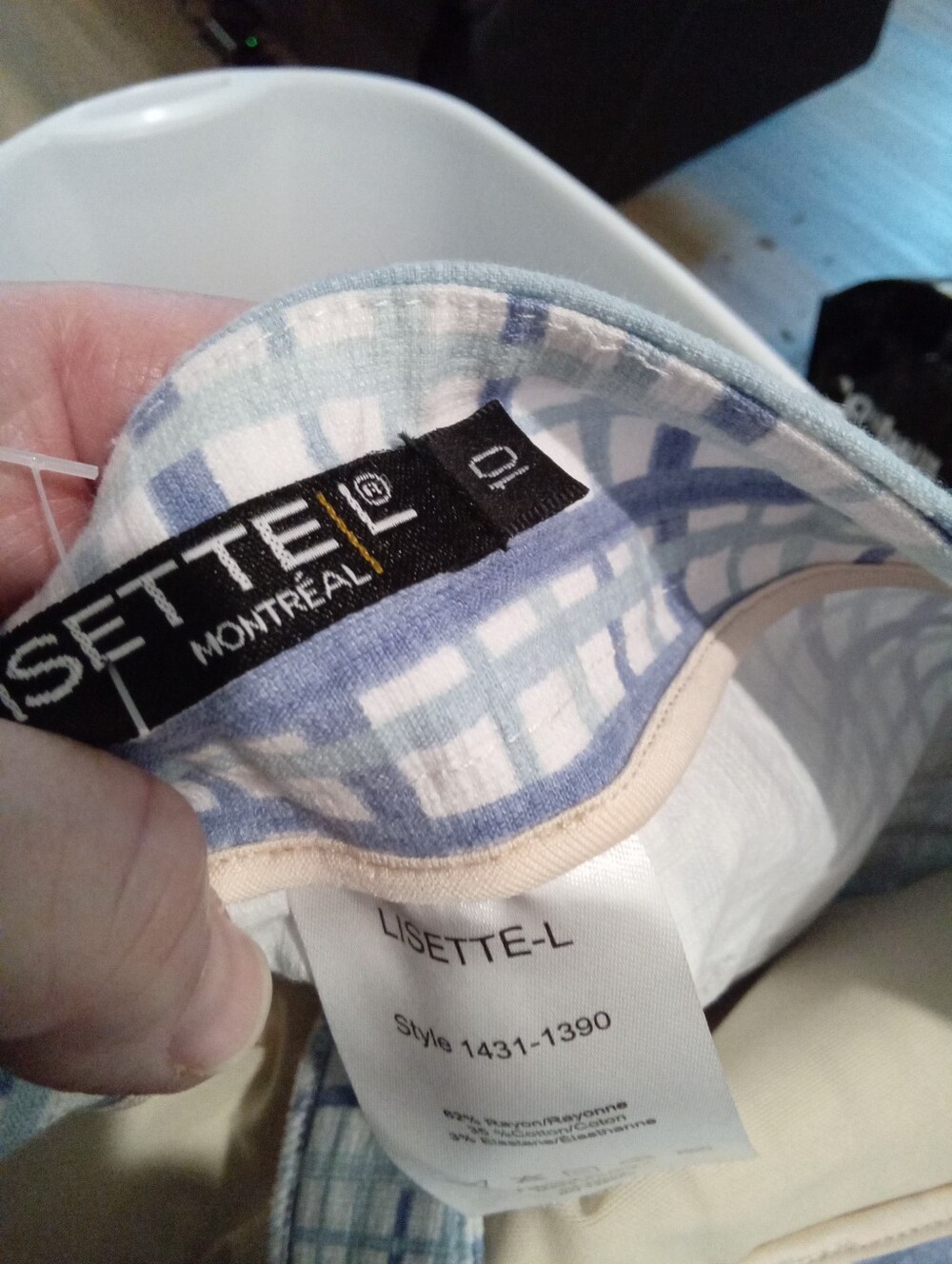 Lisette L Montreal Pastel Blue&White Grid 26" Crop Tummy Control Technology 8&10 - Picture 10 of 13